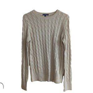 GAP Women's L Sweater Beige Cable Knit Angoria Rabbit Hair Blend Vtg NWOT -lpb26